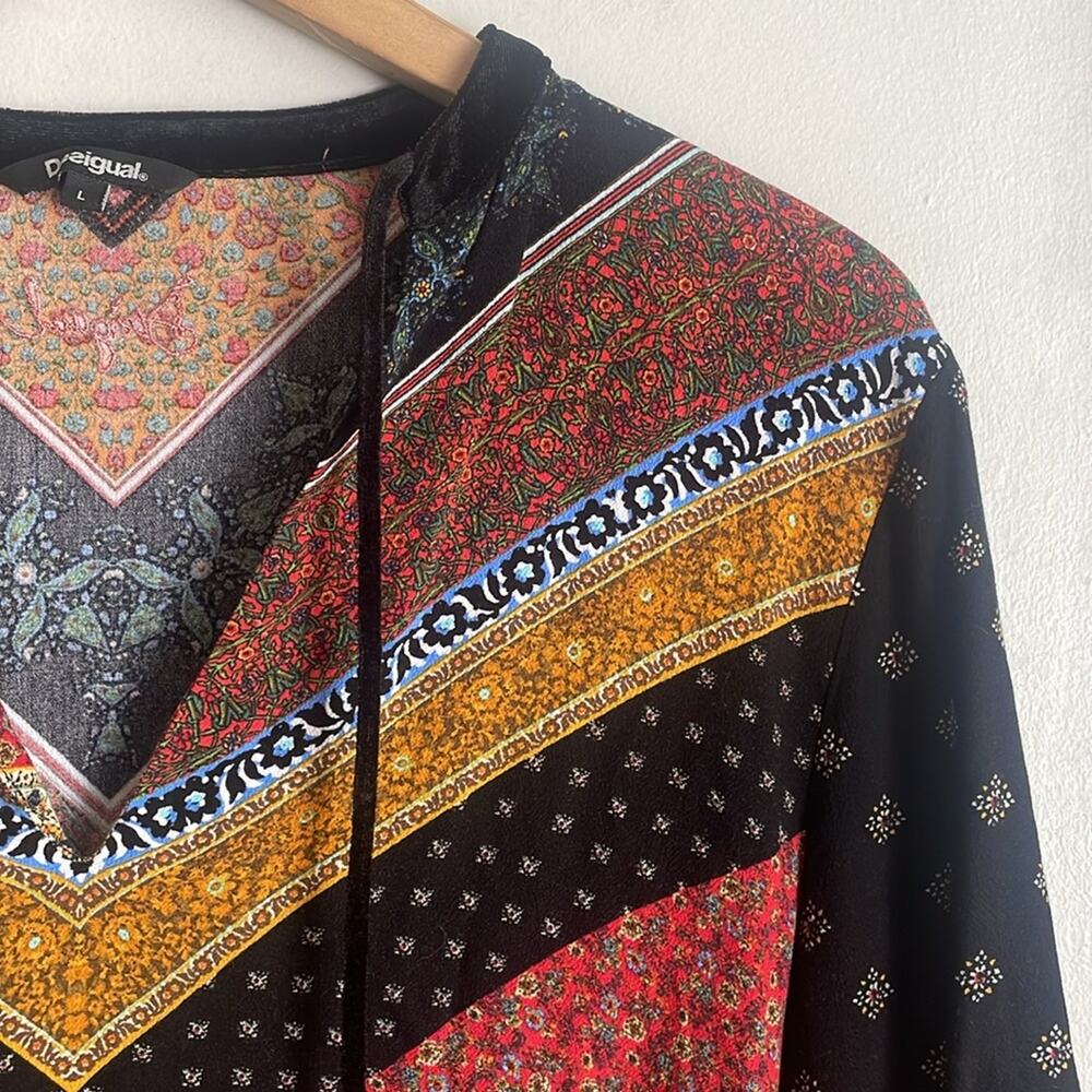 Desigual Lucia Chevron Patchwork Boho Blouse - image 4